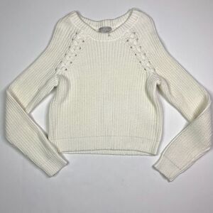 1 State Ribbed Knit Sweater Size S Pullover  Ivory Cotton Blend Chunky